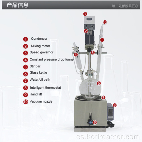 Reactor de vidrio agitado industrial de pequeña capacidad de 1L